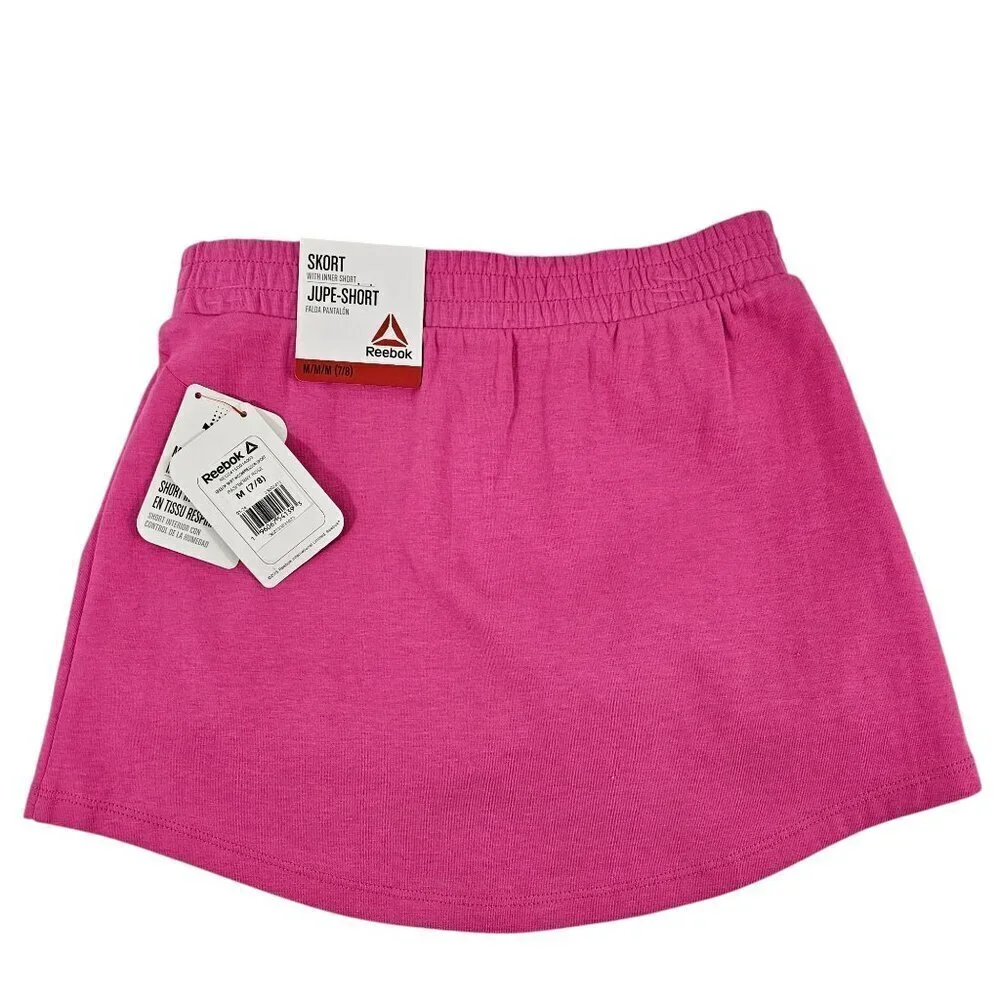Reebok Girls Active Velocity Skort (Skirt w/Compression Shorts) – Pink – S/M/L